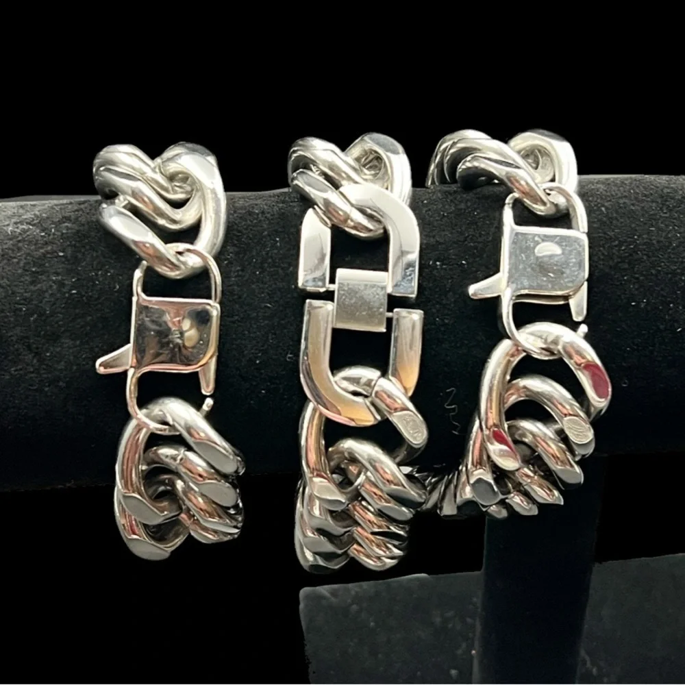 Unisex 20mm Stainless Steel Chain Bracelet 8” Length Lobster Clasp